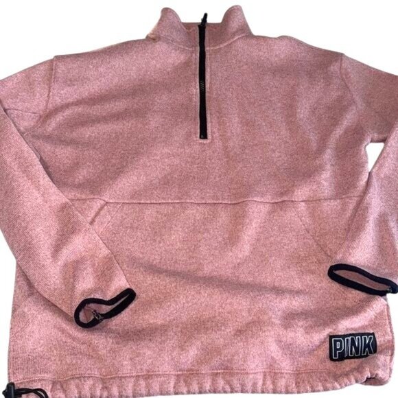 Victorias Secret Pink XS Half-Zip Pullover Sweater Rose Pink Knit Womens Top - Picture 2 of 7